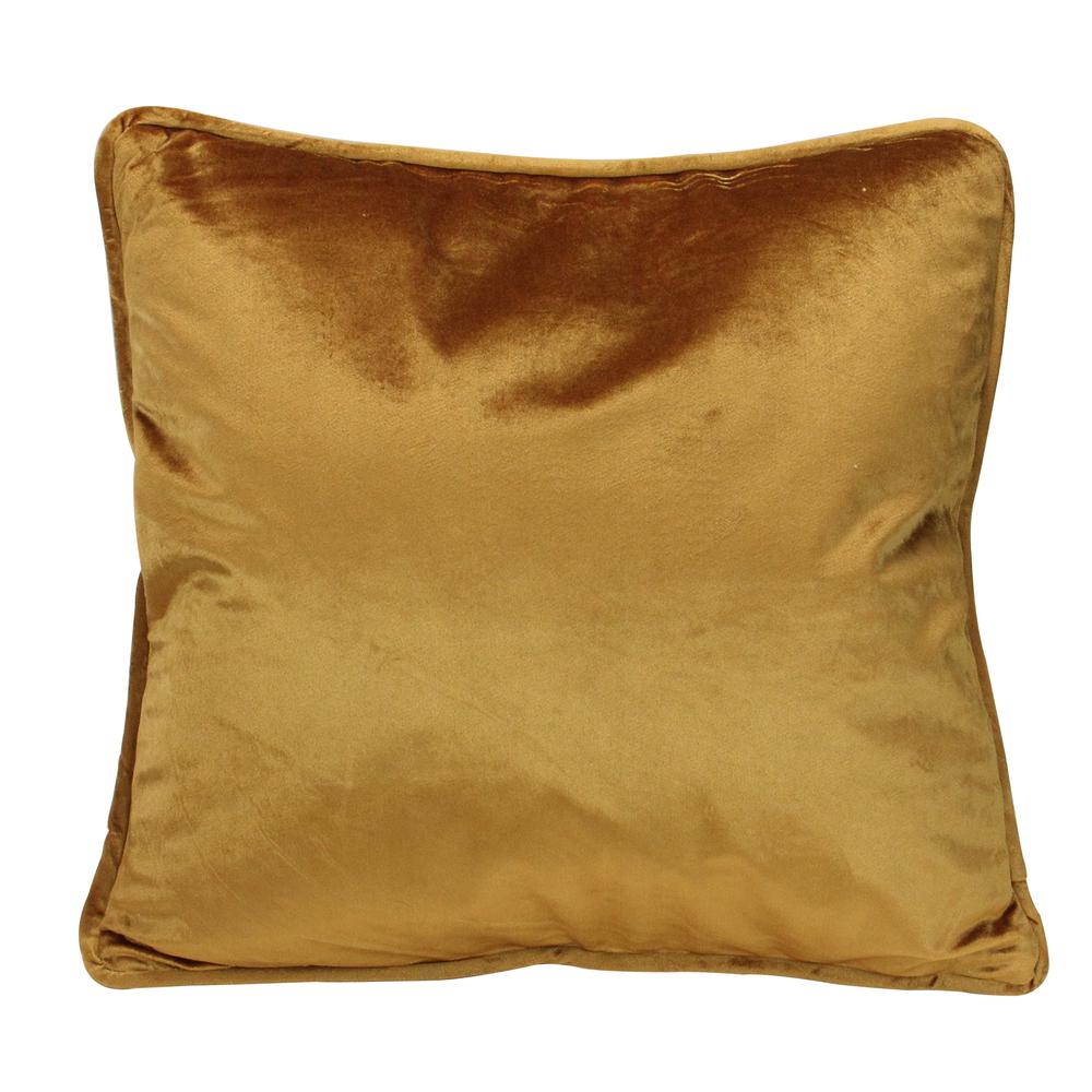 17" Golden Mustard Plush Velvet Square Throw Pillow. Picture 1