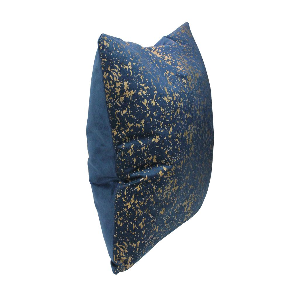 17" Navy Blue with Gold Foil Crackle Square Velvet Throw Pillow. Picture 2