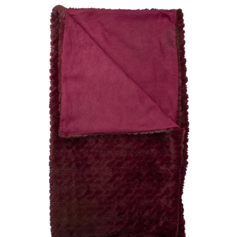 Burgundy Red Ultra Plush Faux Fur Throw Blanket 55" x 63". Picture 3