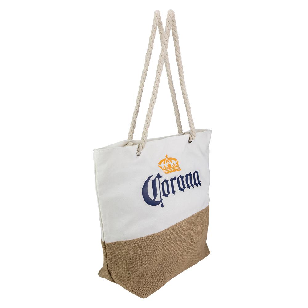 19.25" Corona Canvas and Burlap Beach Tote Bag with Rope Handles. Picture 2