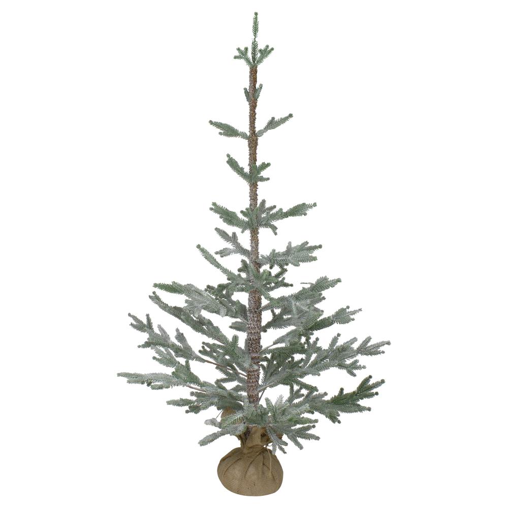 3' Snow Covered Slim Pine Artificial Christmas Tree with Jute Base - Unlit. Picture 1