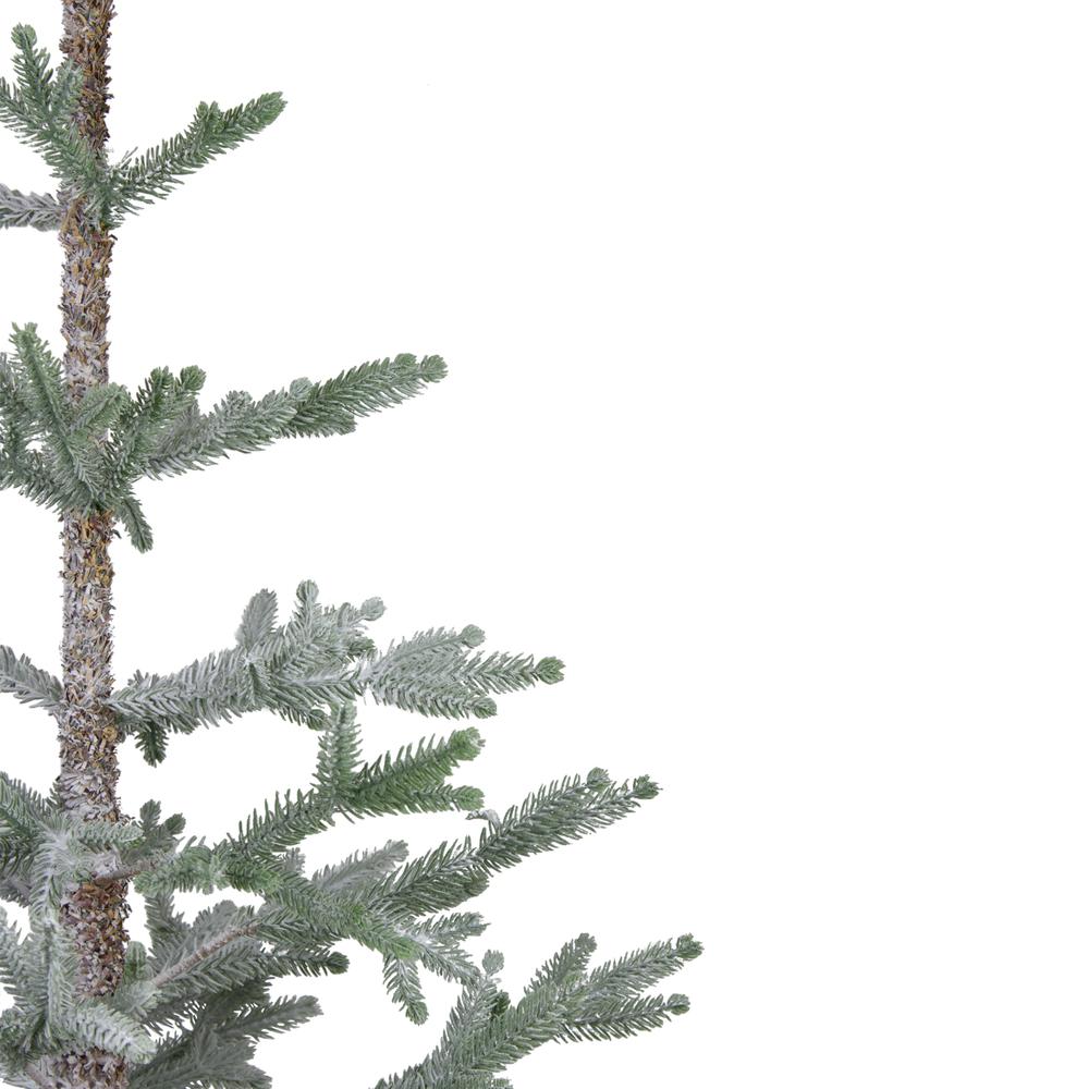 3' Snow Covered Slim Pine Artificial Christmas Tree with Jute Base - Unlit. Picture 3