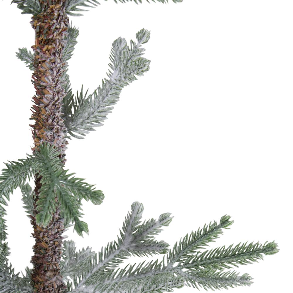 5' Snow Covered Slim Pine Artificial Christmas Tree with Jute Base- Unlit. Picture 3