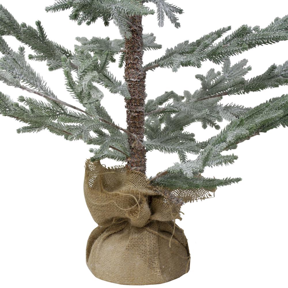 5' Snow Covered Slim Pine Artificial Christmas Tree with Jute Base- Unlit. Picture 4