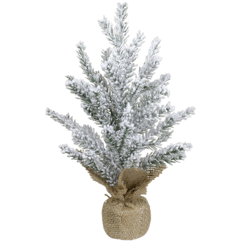 12" Unlit Artificial Flocked Mini Pine Christmas Tree with Jute Base. Picture 1