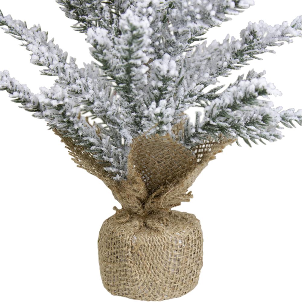 12" Unlit Artificial Flocked Mini Pine Christmas Tree with Jute Base. Picture 2