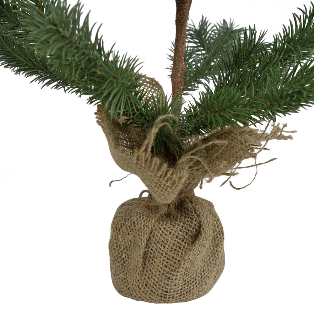 2' Ponderosa Pine Artificial Christmas Tree Jute Base Decoration - Unlit. Picture 5