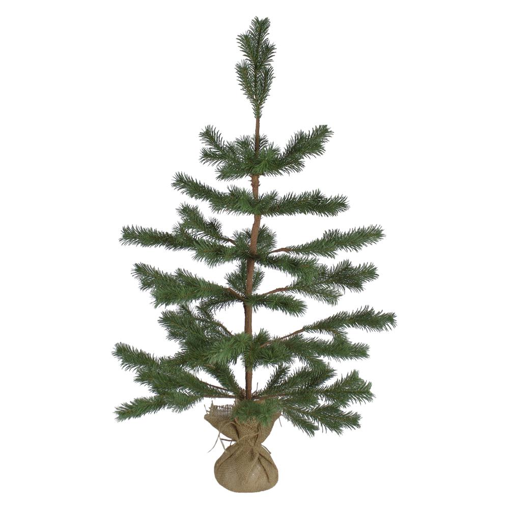 Ponderosa Pine Medium Artificial Christmas Tree with Jute Base - Unlit - 3'. Picture 2