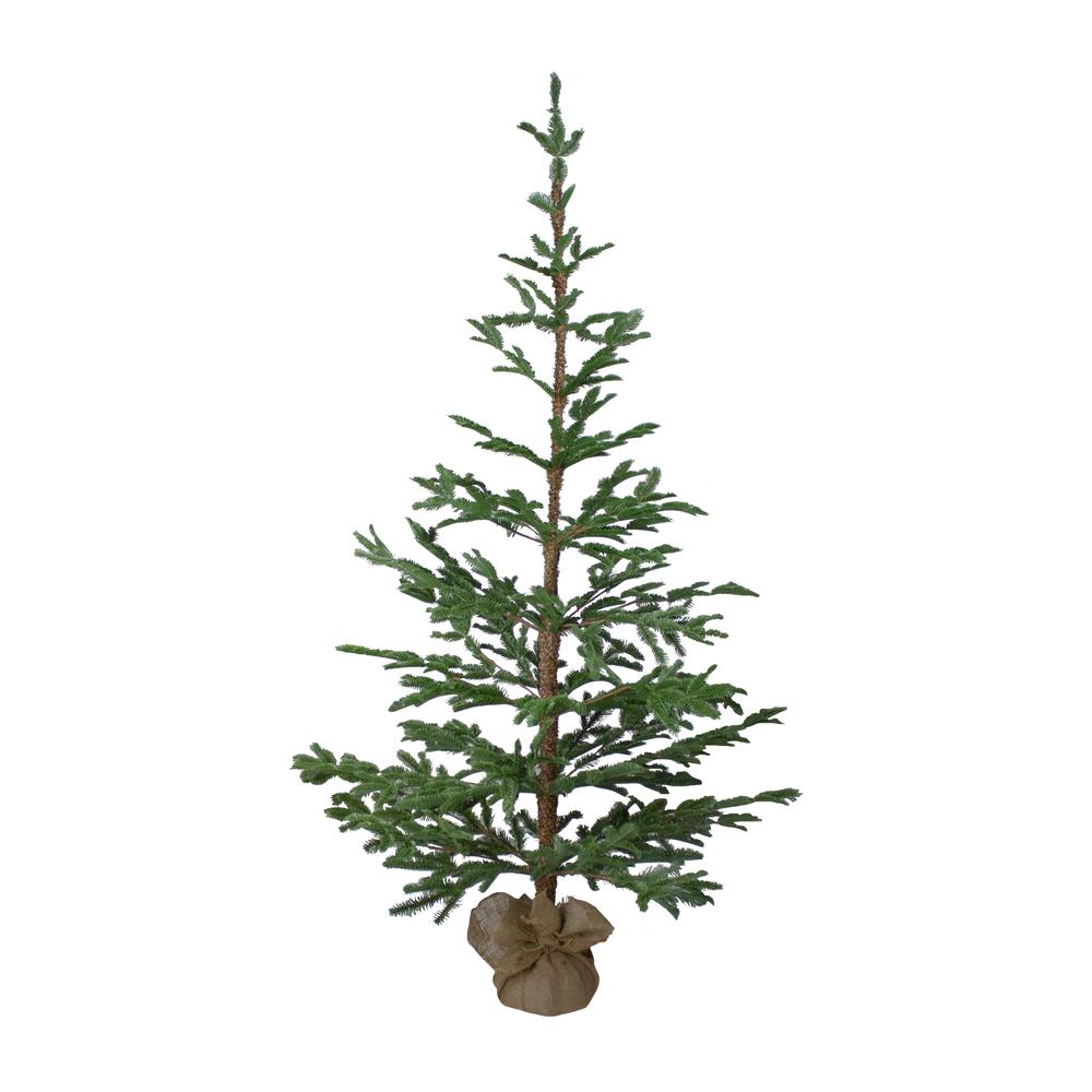 5' Green Ponderosa Pine Artificial Christmas Tree with Jute Base- Unlit. Picture 1