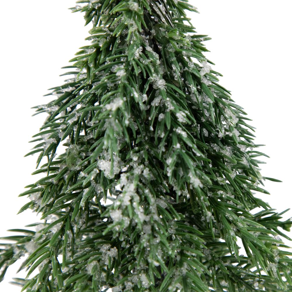 7.5" Frosted Icy Pine Christmas Tree with Jute Base. Picture 5