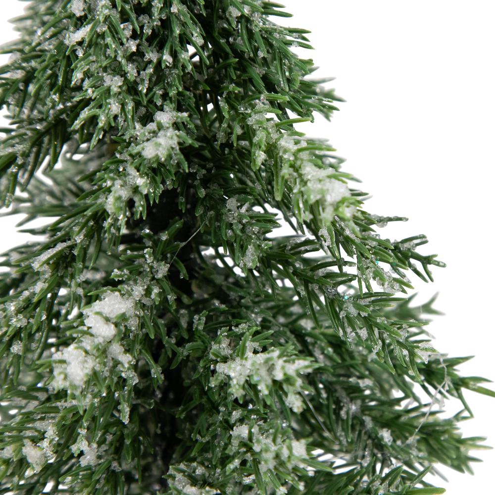 10.5" Frosted Icy Pine Christmas Tree with Jute Base. Picture 7