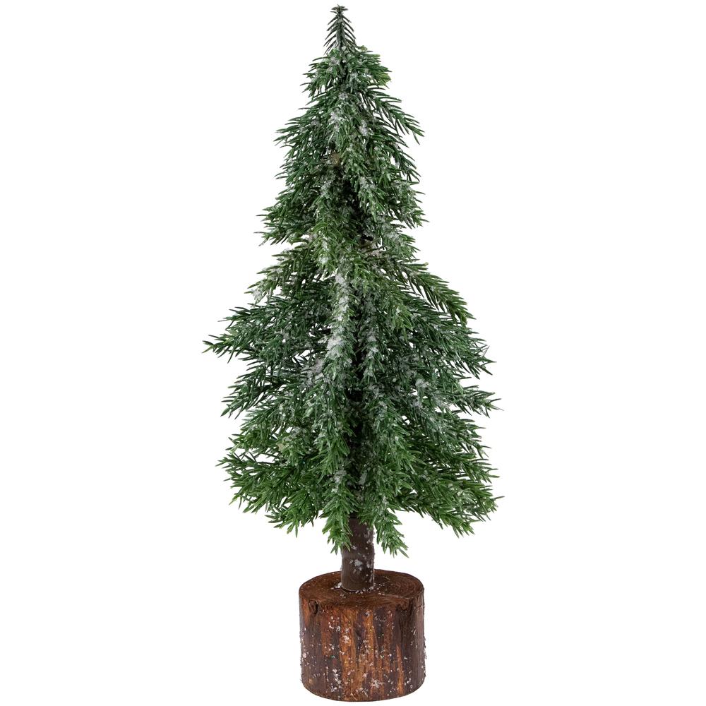14" Frosted Icy Pine Tree with Jute Base Christmas Tree  Unlit. Picture 1