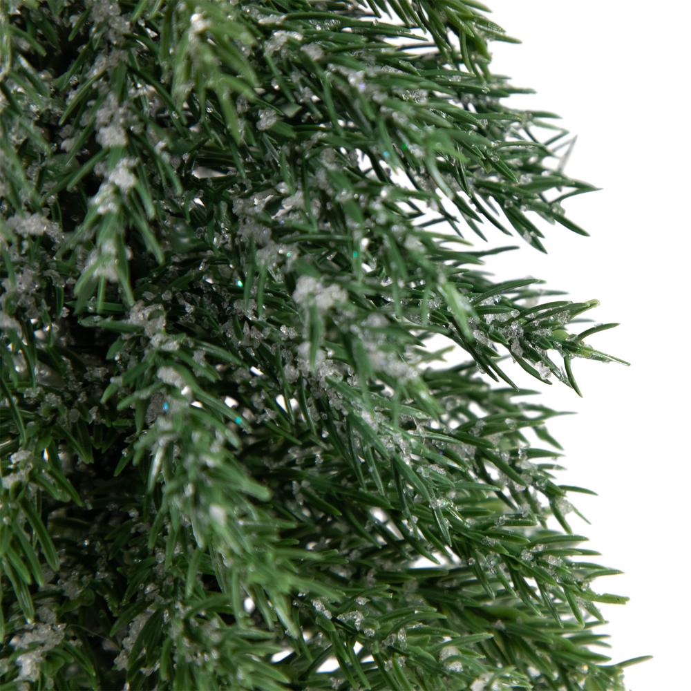 14" Frosted Icy Pine Tree with Jute Base Christmas Tree  Unlit. Picture 7