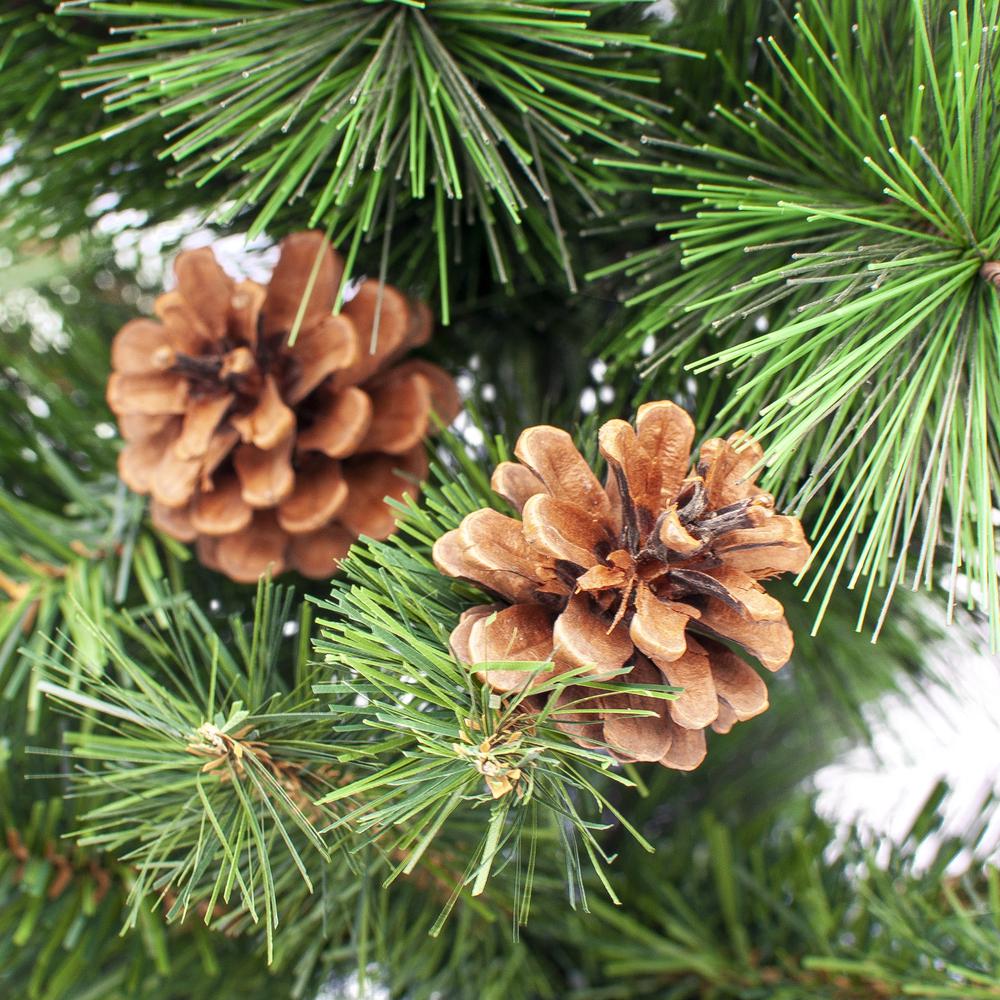 23.5" Mixed Pine and Pine Cones Artificial Christmas Tree in Jute Base. Picture 2