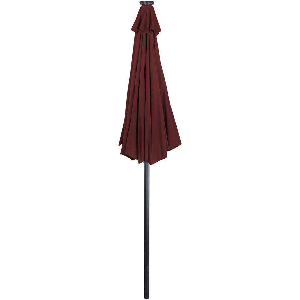 Solar Lighted Outdoor Patio Market Umbrella with Hand Crank and Tilt  Burgundy. Picture 3