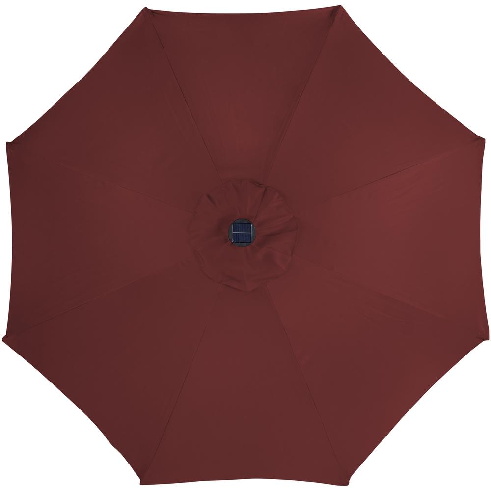 Solar Lighted Outdoor Patio Market Umbrella with Hand Crank and Tilt  Burgundy. Picture 5