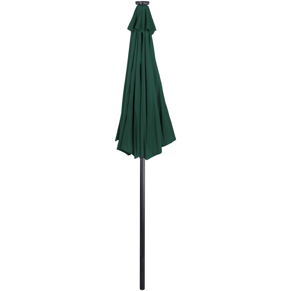 Solar Lighted Outdoor Market Umbrella with Hand Crank and Tilt  Hunter Green. Picture 3