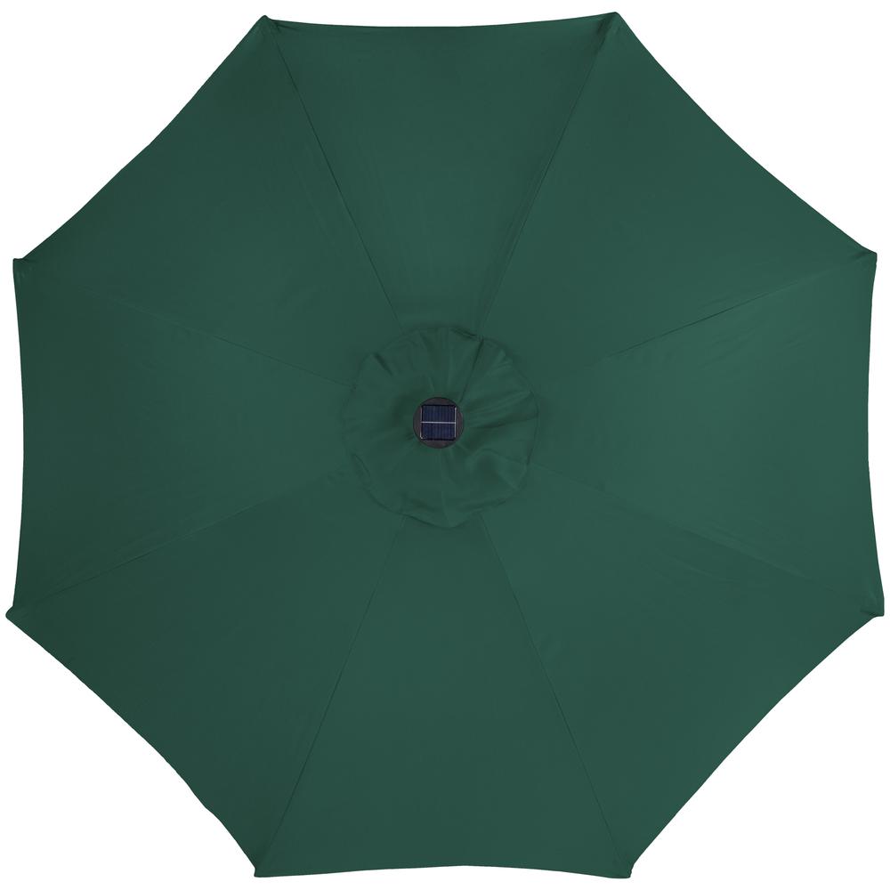 Solar Lighted Outdoor Market Umbrella with Hand Crank and Tilt  Hunter Green. Picture 5