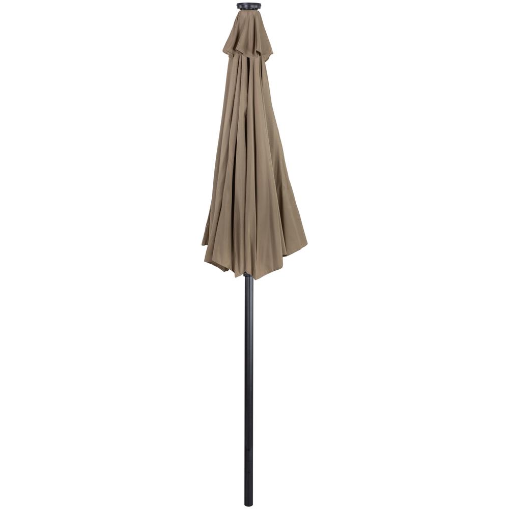 9ft Solar Lighted Outdoor Patio Market Umbrella with Hand Crank and Tilt  Taupe. Picture 3