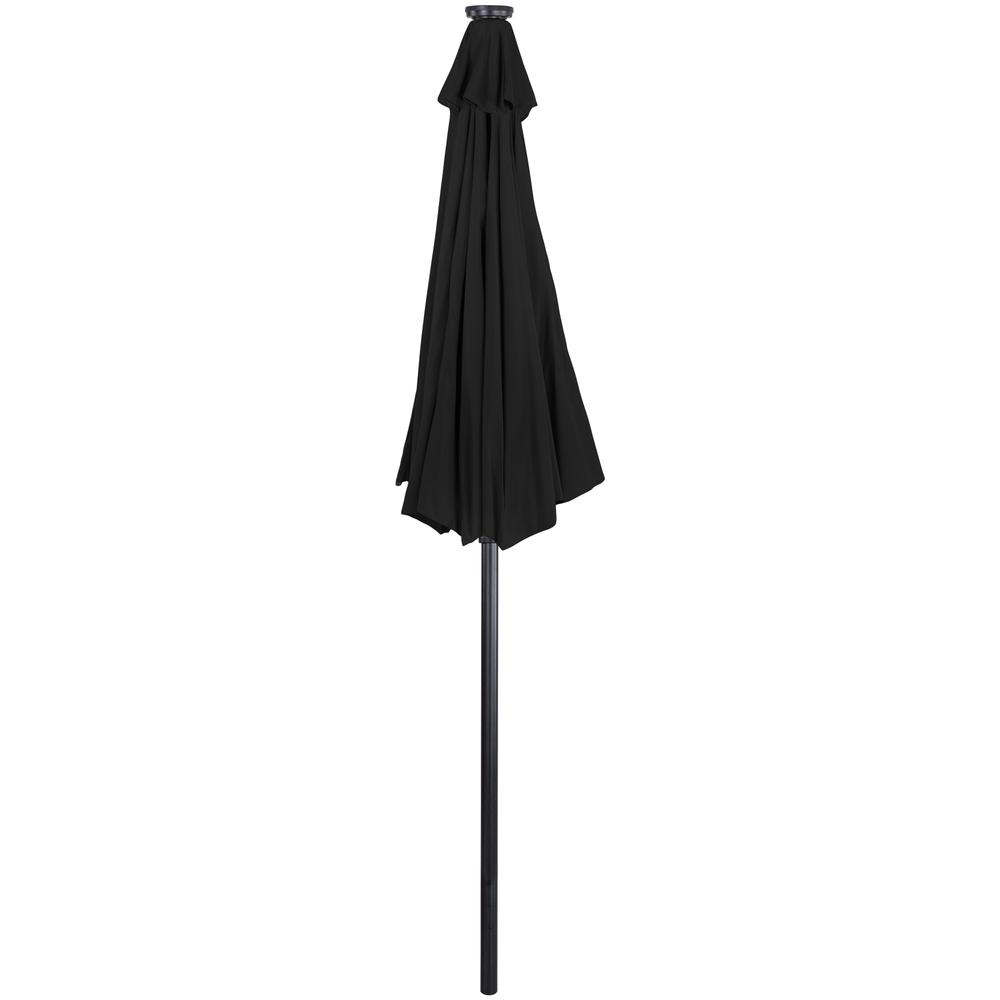 9ft Solar Lighted Outdoor Patio Market Umbrella with Hand Crank and Tilt  Black. Picture 3