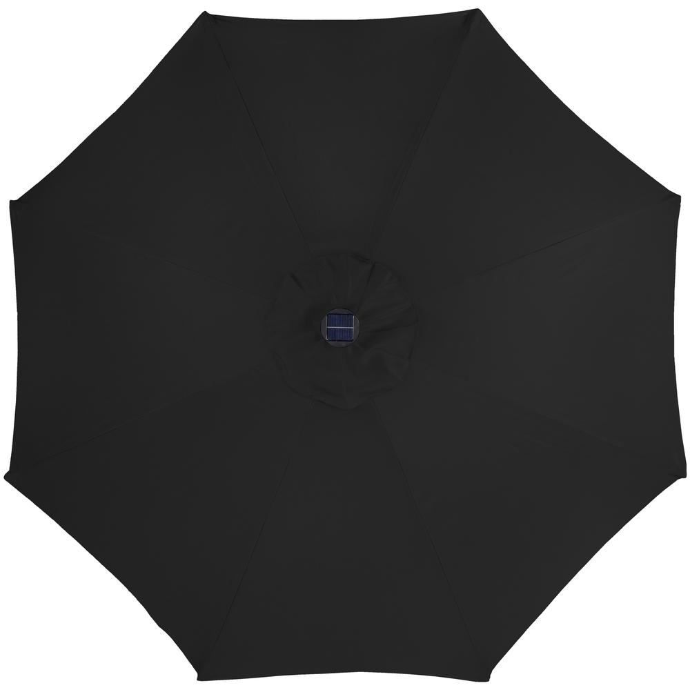 9ft Solar Lighted Outdoor Patio Market Umbrella with Hand Crank and Tilt  Black. Picture 5