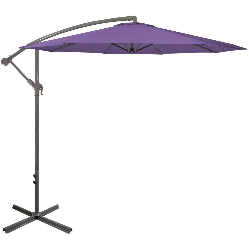 10ft Offset Outdoor Patio Umbrella with Hand Crank  Purple. Picture 1