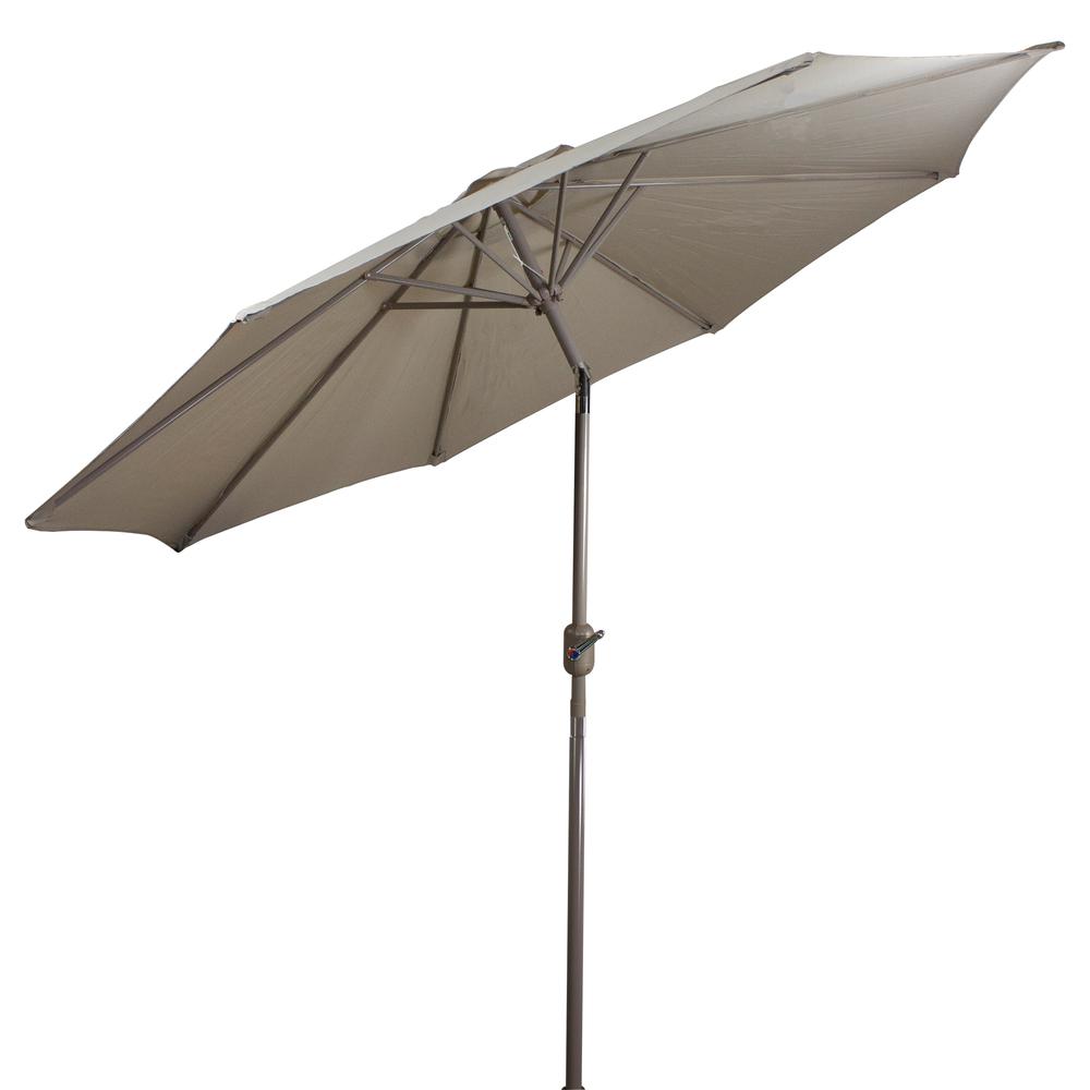 9ft Outdoor Patio Market Umbrella with Hand Crank and Tilt  Taupe. Picture 6
