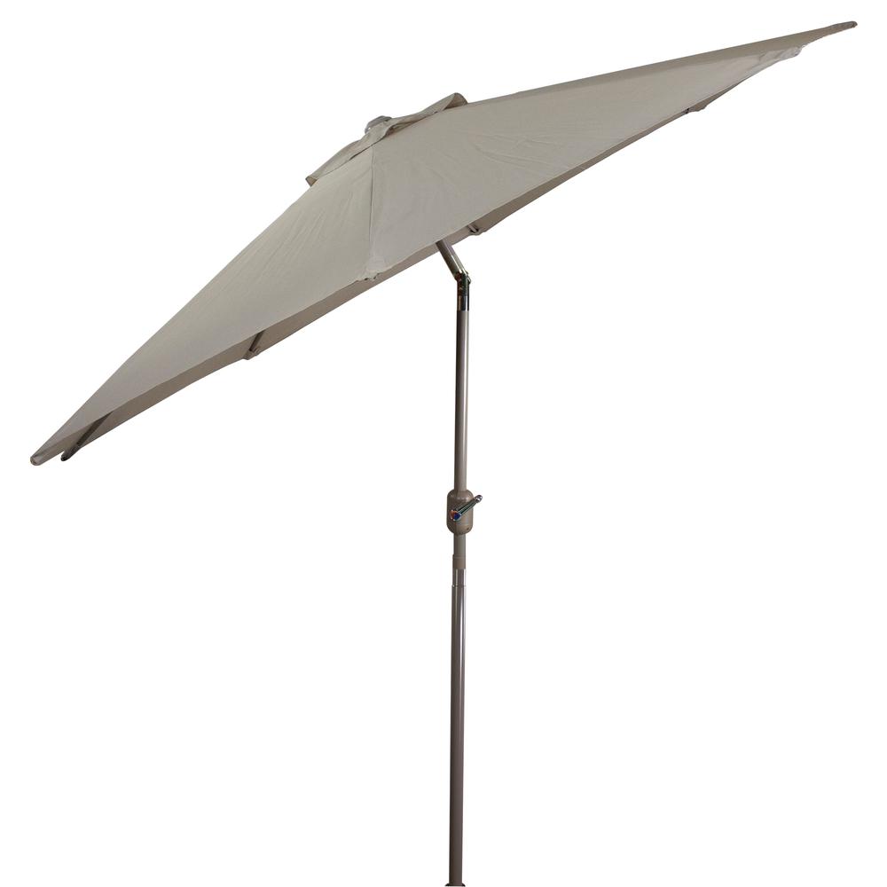 9ft Outdoor Patio Market Umbrella with Hand Crank and Tilt  Taupe. Picture 5
