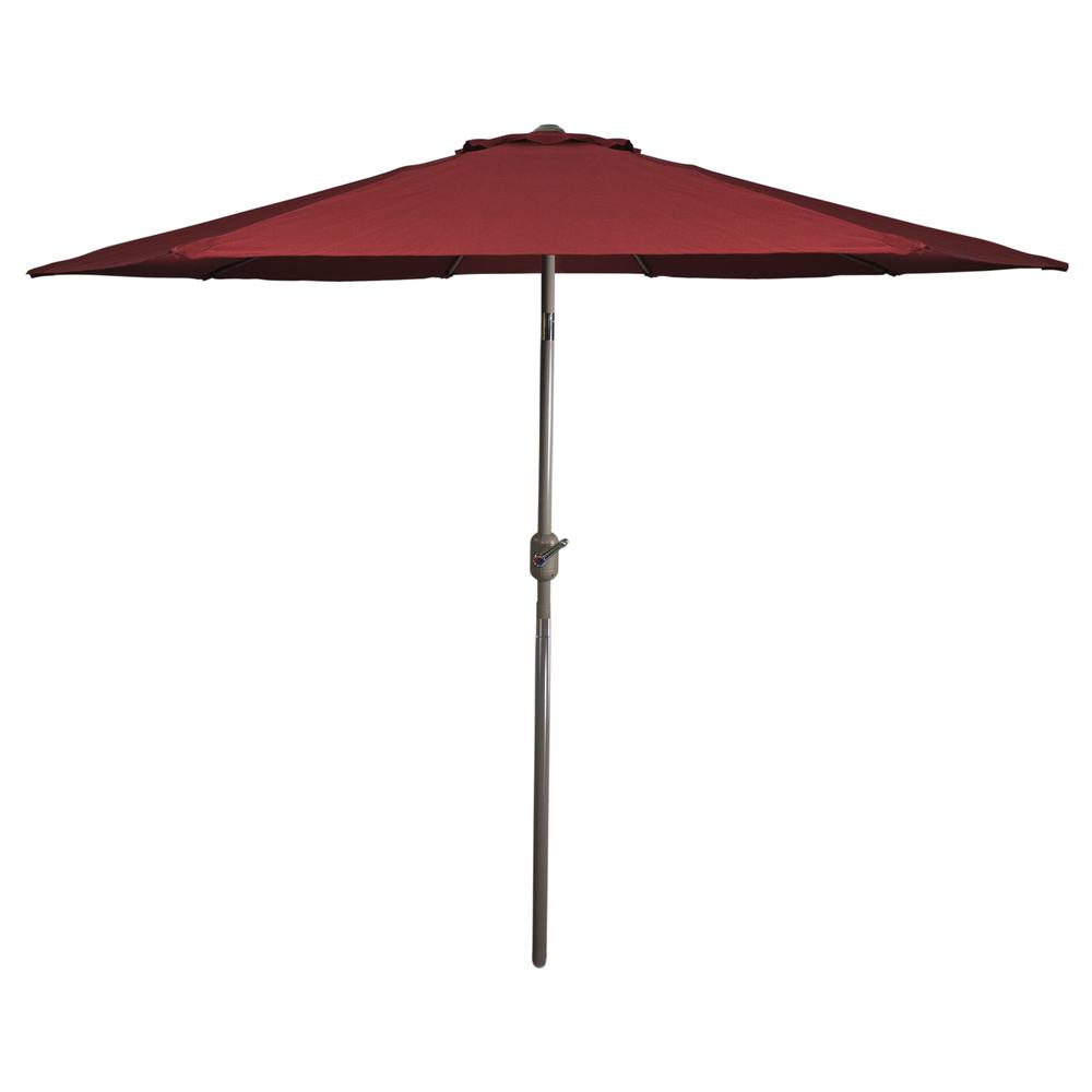 9ft Outdoor Patio Market Umbrella with Hand Crank and Tilt  Burgundy. Picture 1