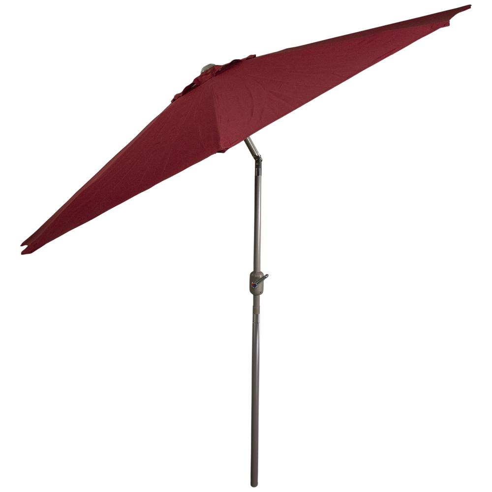 9ft Outdoor Patio Market Umbrella with Hand Crank and Tilt  Burgundy. Picture 6