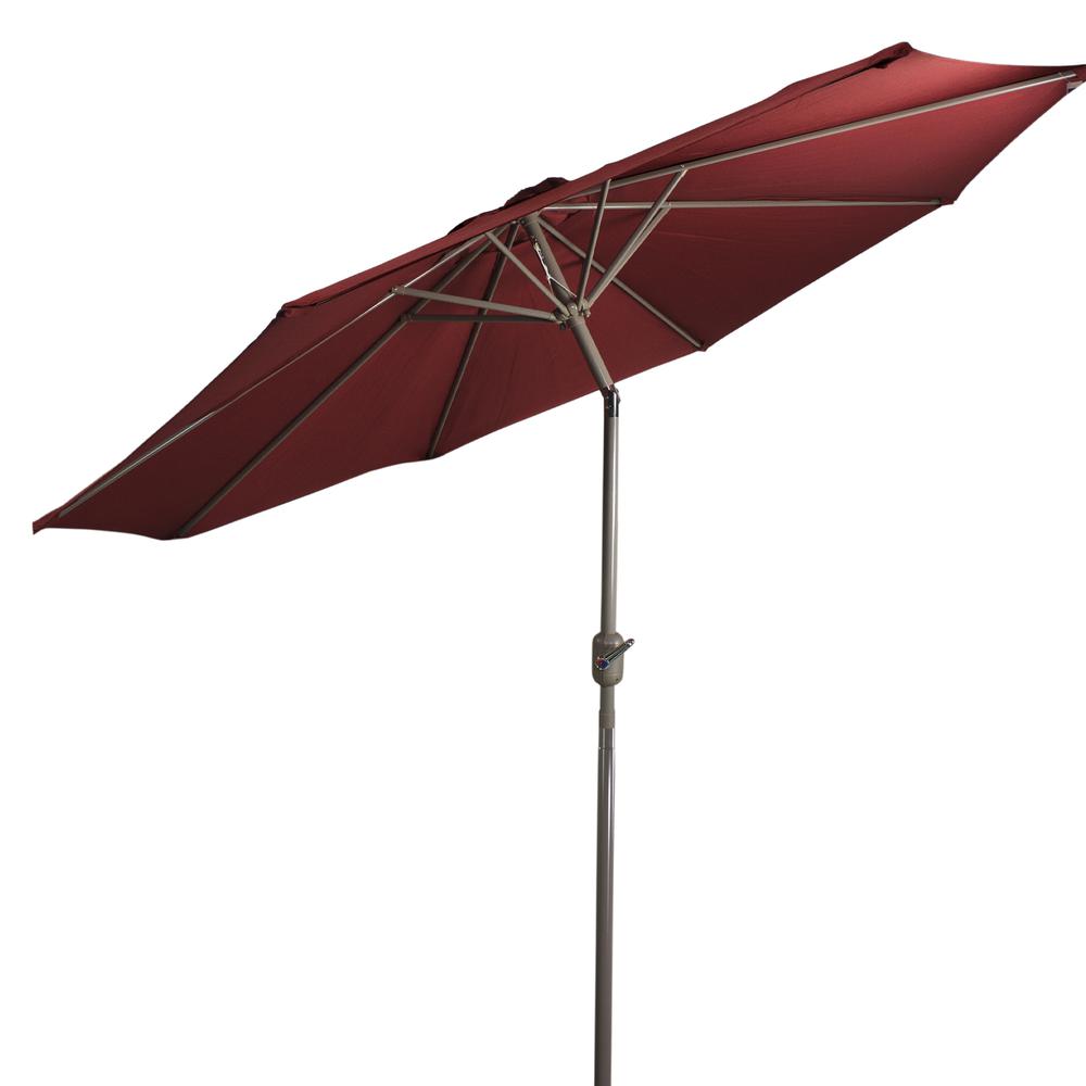 9ft Outdoor Patio Market Umbrella with Hand Crank and Tilt  Burgundy. Picture 5