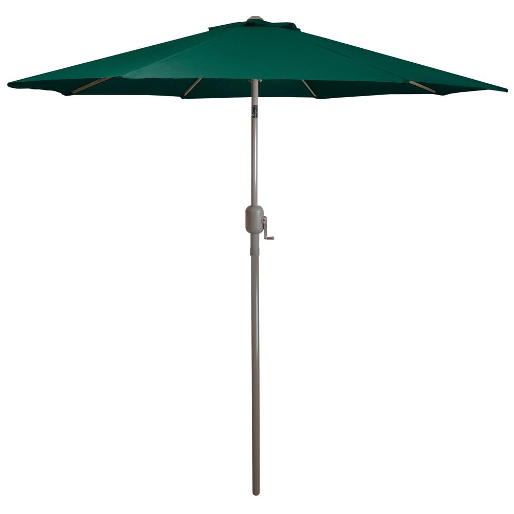 9ft Outdoor Patio Market Umbrella with Hand Crank and Tilt  Hunter Green. Picture 1