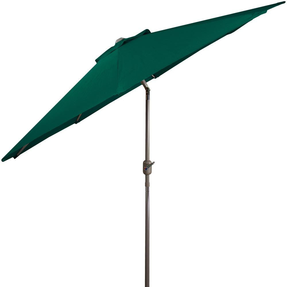 9ft Outdoor Patio Market Umbrella with Hand Crank and Tilt  Hunter Green. Picture 5