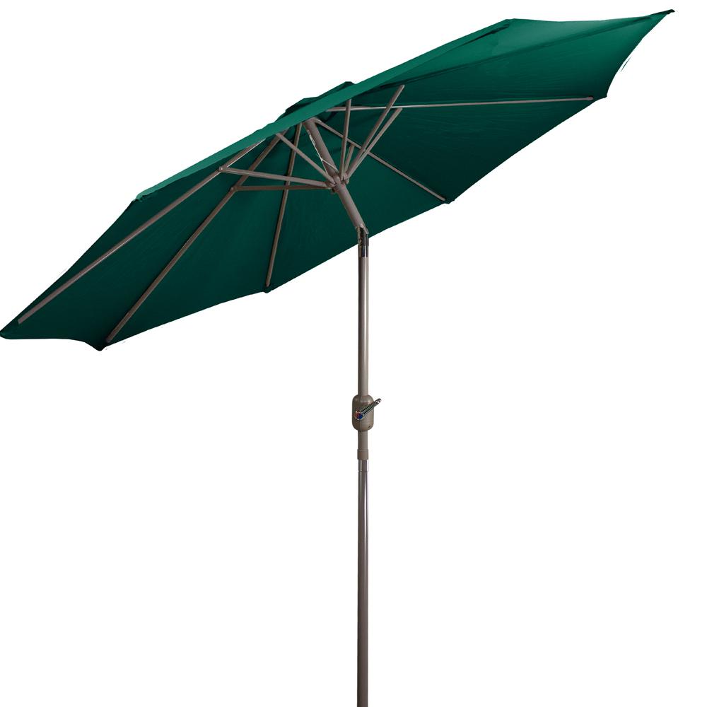 9ft Outdoor Patio Market Umbrella with Hand Crank and Tilt  Hunter Green. Picture 6
