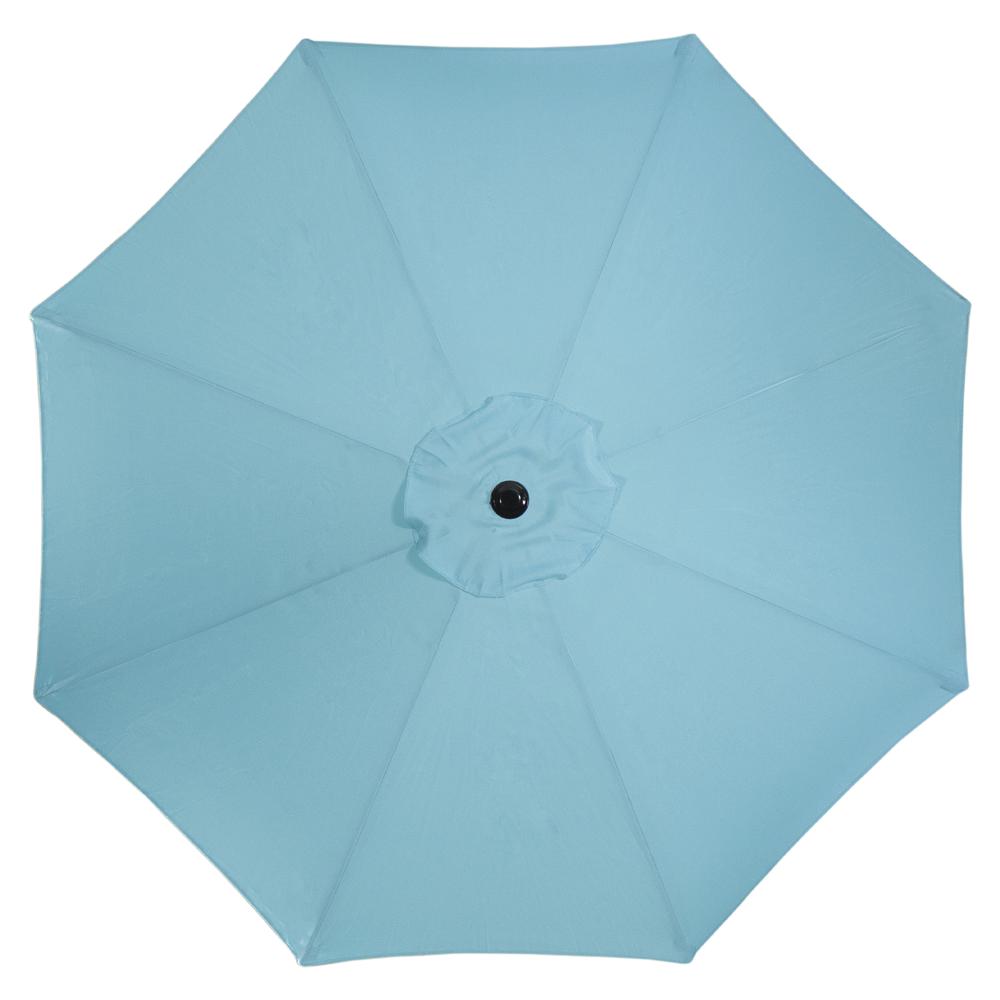 9ft Outdoor Patio Market Umbrella with Hand Crank and Tilt  Turquoise Blue. Picture 4