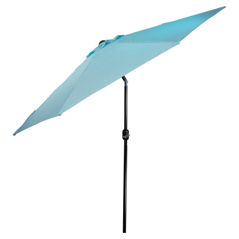 9ft Outdoor Patio Market Umbrella with Hand Crank and Tilt  Turquoise Blue. Picture 5