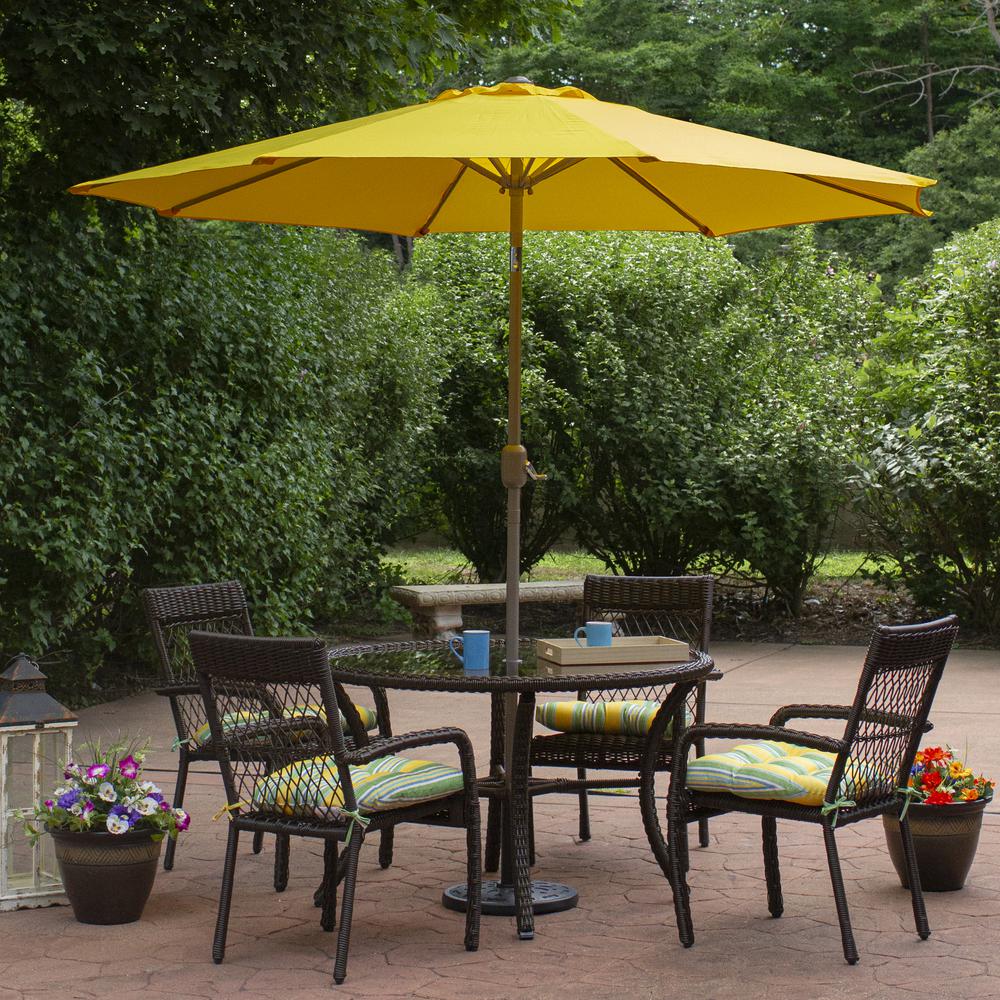 9ft Outdoor Patio Market Umbrella with Hand Crank and Tilt  Yellow. Picture 2