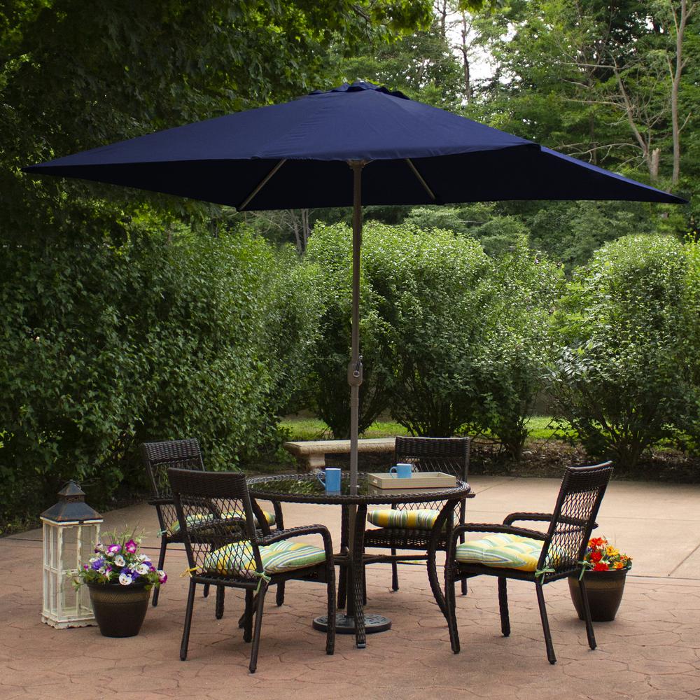 10ft x 6.5ft Outdoor Patio Market Umbrella with Hand Crank  Navy Blue. Picture 2