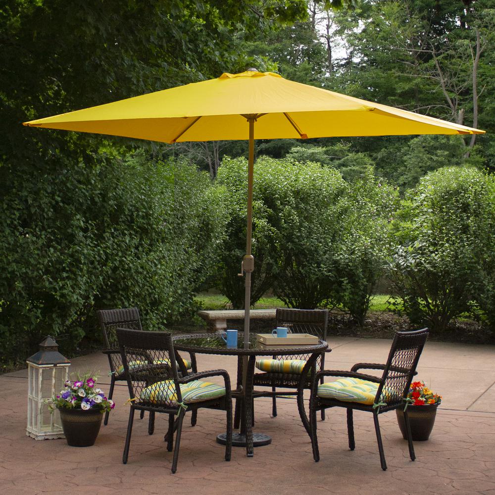 10ft x 6.5ft Outdoor Patio Market Umbrella with Hand Crank  Yellow. Picture 2