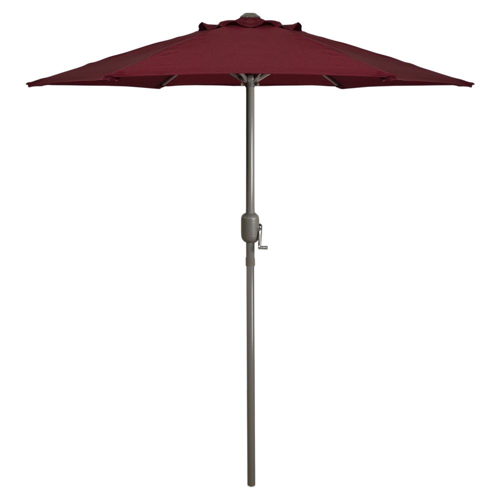 7.5ft Outdoor Patio Market Umbrella with Hand Crank  Burgundy. Picture 1