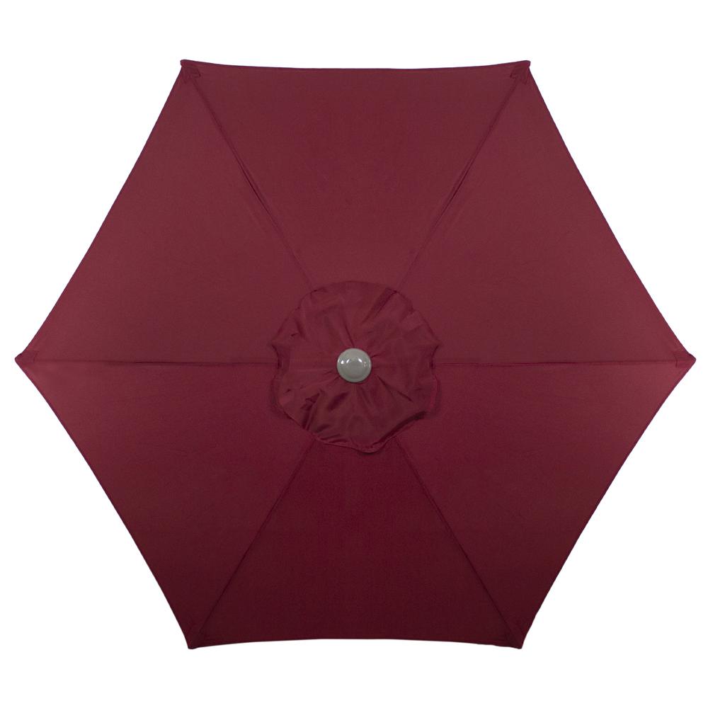 7.5ft Outdoor Patio Market Umbrella with Hand Crank  Burgundy. Picture 3