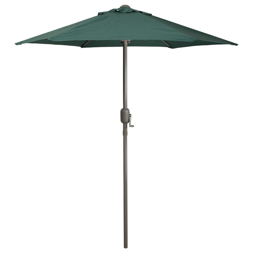7.5ft Outdoor Patio Market Umbrella with Hand Crank  Hunter Green. Picture 1