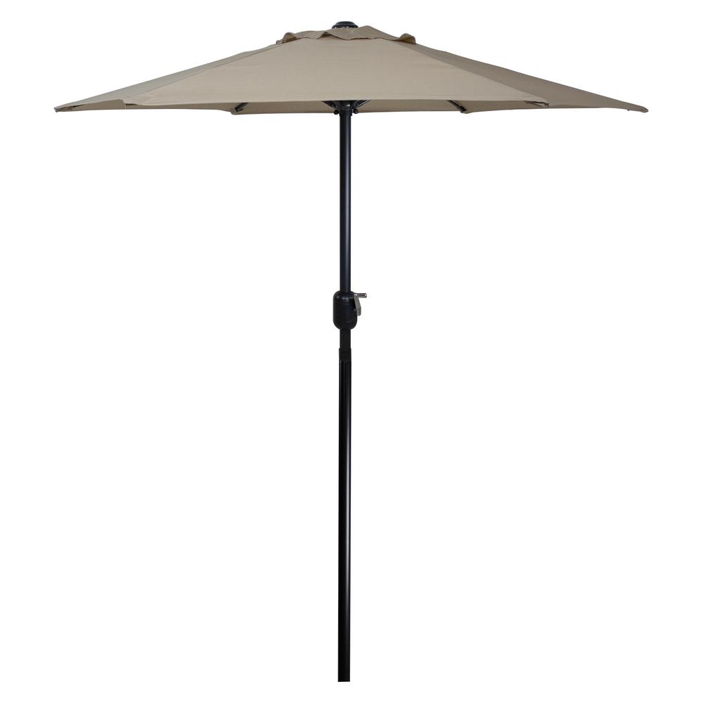 6.5ft Outdoor Patio Market Umbrella with Hand Crank  Taupe. Picture 1
