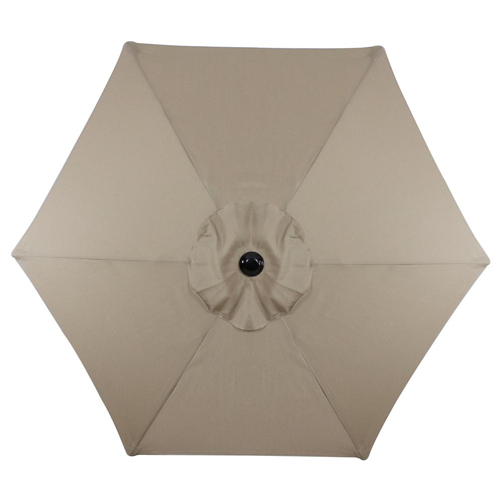 6.5ft Outdoor Patio Market Umbrella with Hand Crank  Taupe. Picture 3