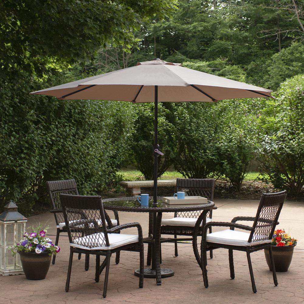 6.5ft Outdoor Patio Market Umbrella with Hand Crank  Taupe. Picture 2