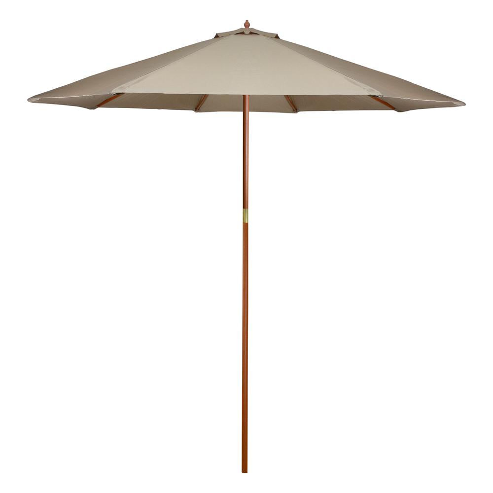 9ft Outdoor Patio Market Umbrella with Wooden Pole  Tan. Picture 1