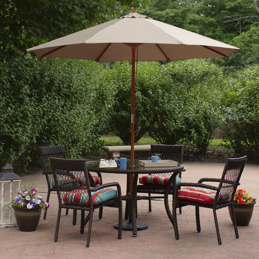 9ft Outdoor Patio Market Umbrella with Wooden Pole  Tan. Picture 2