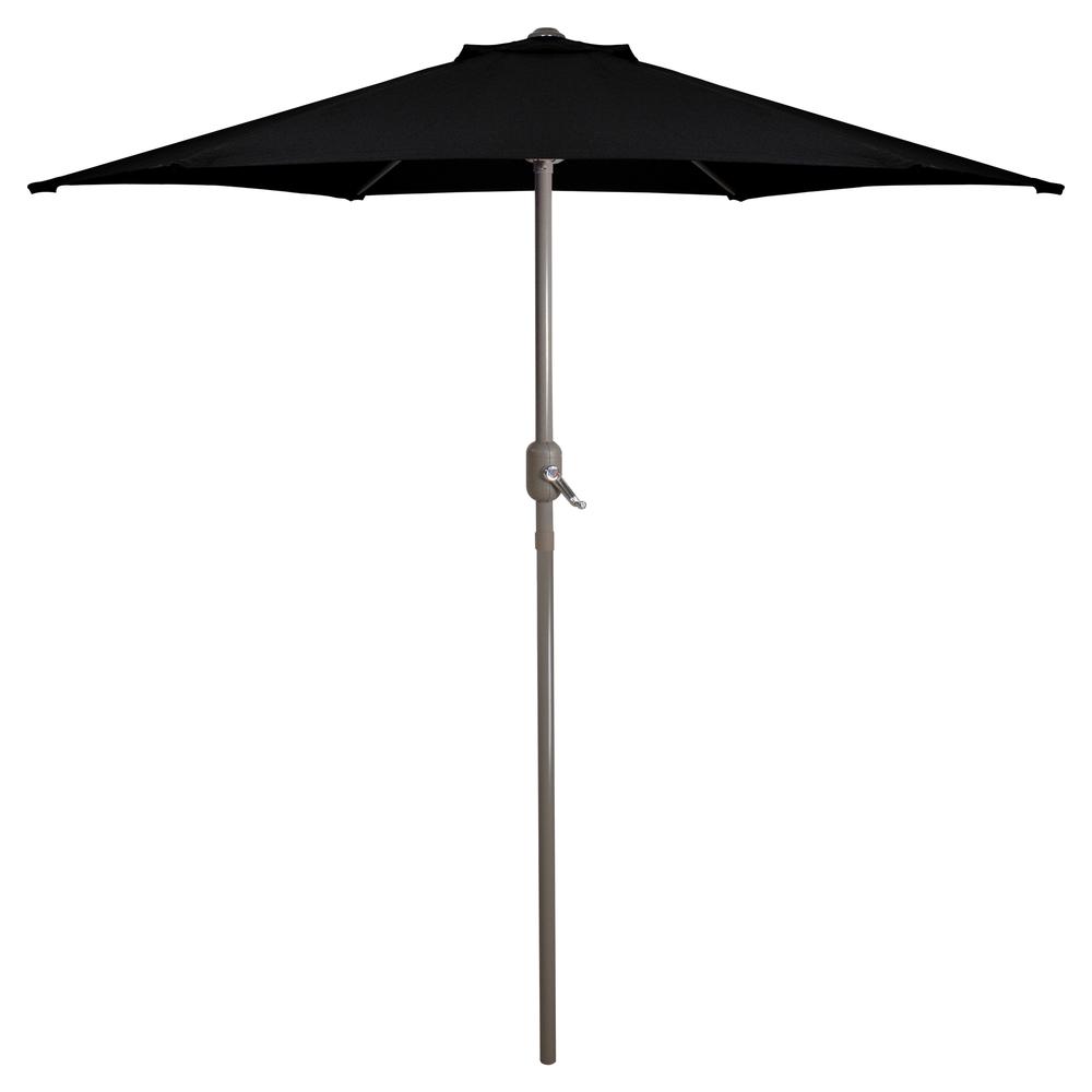 7.5ft Outdoor Patio Market Umbrella with Hand Crank  Black. Picture 1