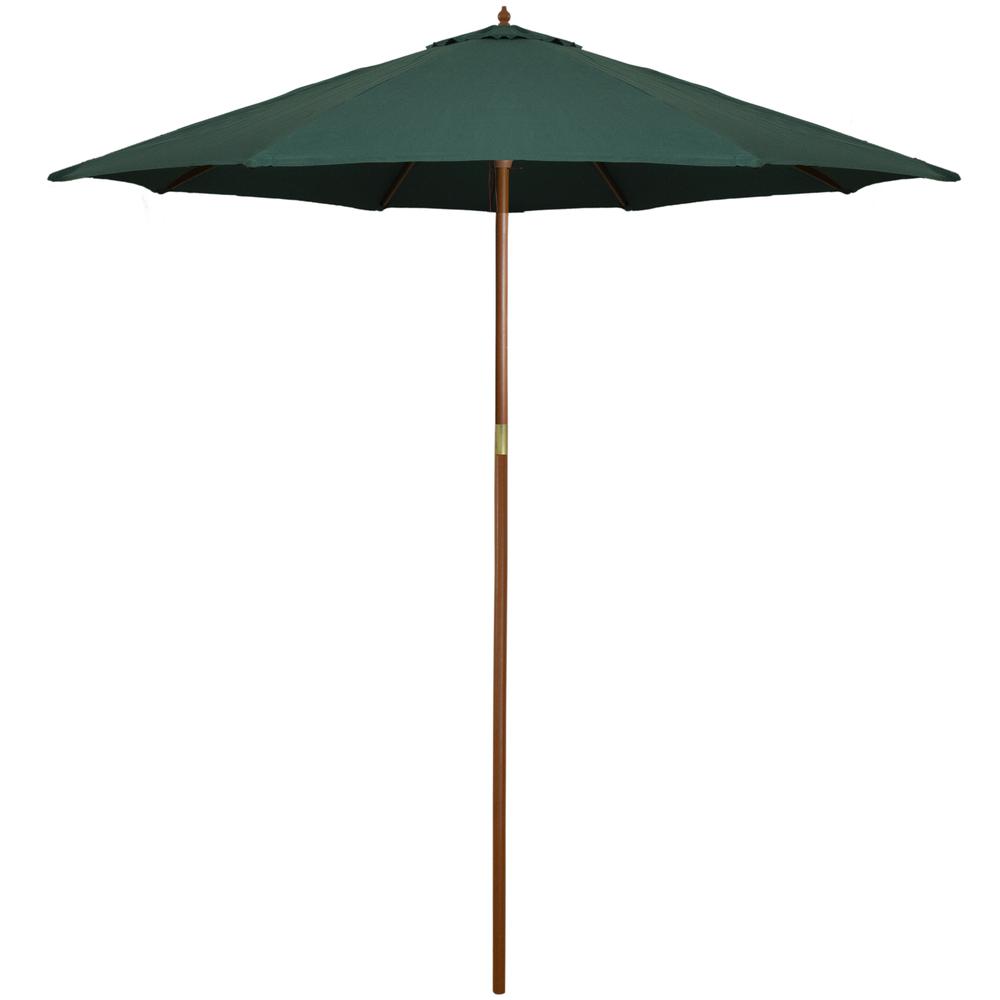9ft Outdoor Patio Market Umbrella with Wooden Pole  Hunter Green. Picture 1