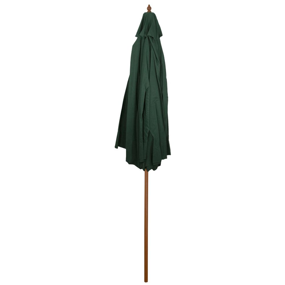 9ft Outdoor Patio Market Umbrella with Wooden Pole  Hunter Green. Picture 4